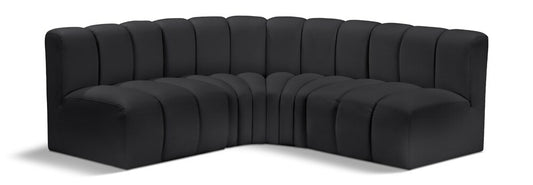 Meridian Furniture - Arc Black Vegan Leather Modular Sofa - 4Pc - 101Black-S4B veiw 1