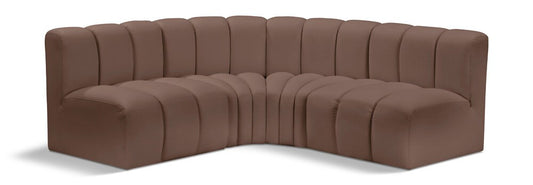 Meridian Furniture - Arc Brown Vegan Leather Modular Sofa - 4Pc - 101Brown-S4B veiw 1