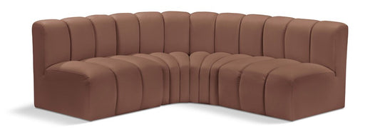 Meridian Furniture - Arc Cognac Vegan Leather Modular Sofa - 4Pc - 101Cognac-S4B veiw 1