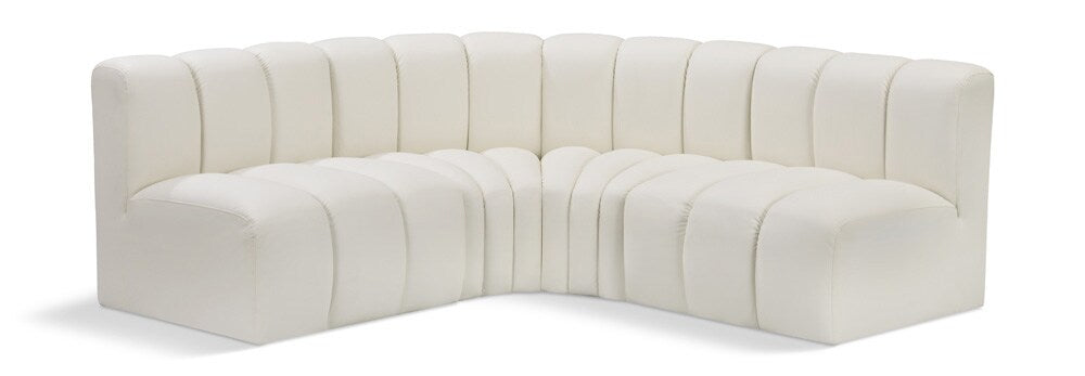 Meridian Furniture - Arc Cream Vegan Leather Modular Sofa - 4Pc - 101Cream-S4B veiw 1