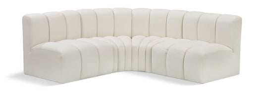 Meridian Furniture - Arc Cream Vegan Leather Modular Sofa - 4Pc - 101Cream-S4B veiw 1