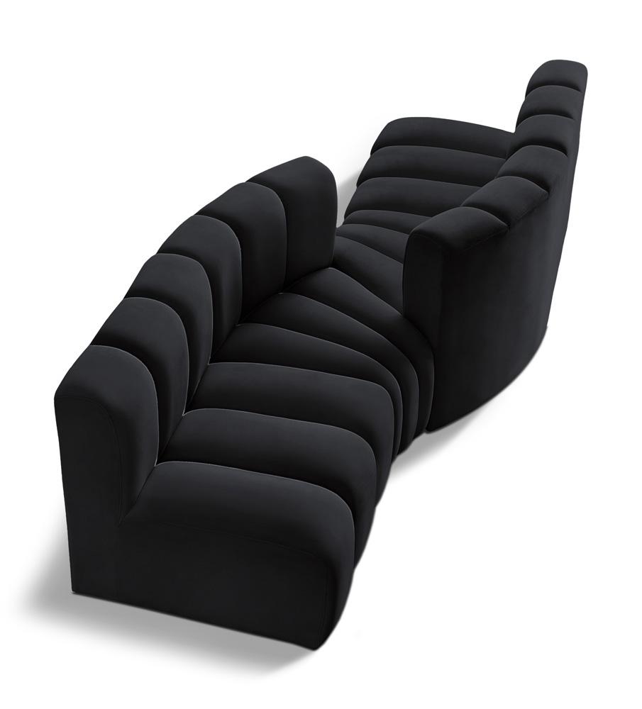 Meridian Furniture - Arc Black Velvet Modular Sofa - 4Pc - 103Black-S4A veiw 1