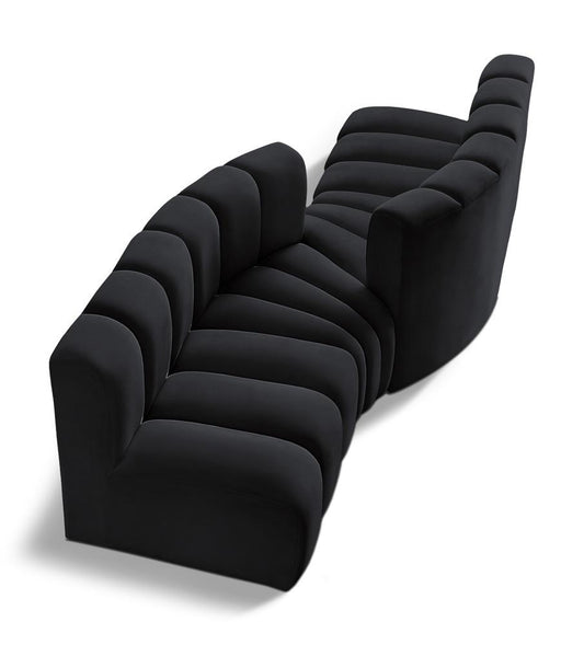 Meridian Furniture - Arc Black Velvet Modular Sofa - 4Pc - 103Black-S4A veiw 1