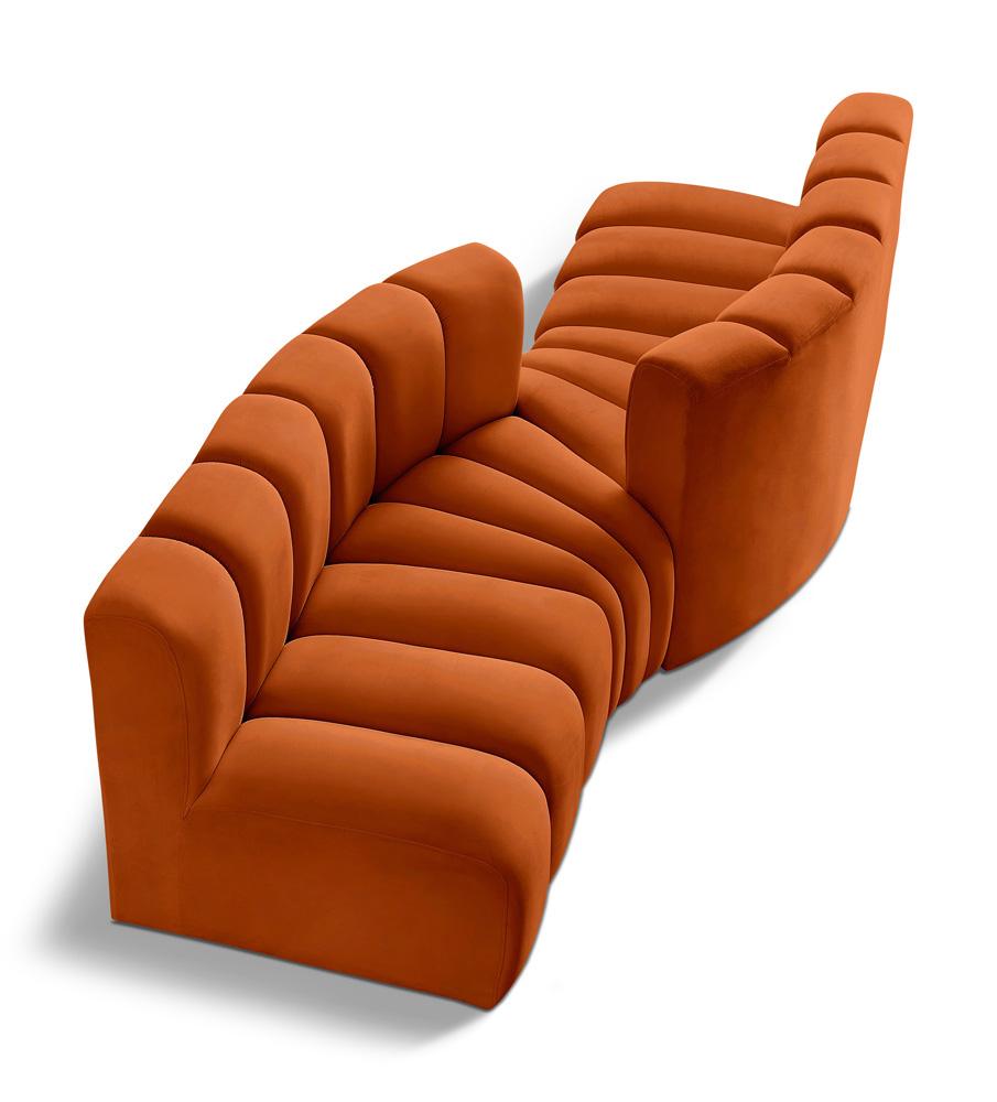 Meridian Furniture - Arc Cognac Velvet Modular Sofa - 4Pc - 103Cognac-S4A veiw 1