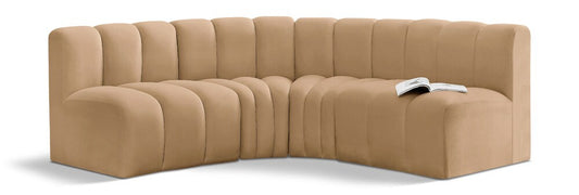 Meridian Furniture - Arc Camel Velvet Modular Sofa - 4Pc - 103Camel-S4B veiw 1