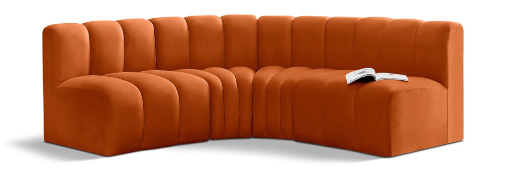 Meridian Furniture - Arc Cognac Velvet Modular Sofa - 4Pc - 103Cognac-S4B veiw 1
