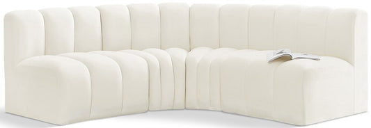 Meridian Furniture - Arc Cream Velvet Modular Sofa - 4Pc - 103Cream-S4B veiw 1