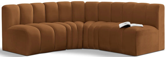Meridian Furniture - Arc Saddle Velvet Modular Sofa - 4Pc - 103Saddle-S4B veiw 1