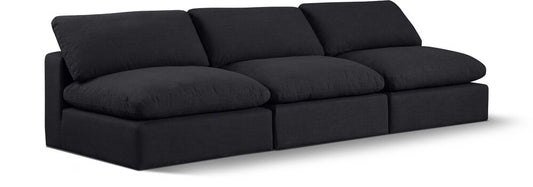 Meridian Furniture - Comfy Black Linen Textured Fabric Modular Sofa - 3Pc - 187Black-S117 veiw 1