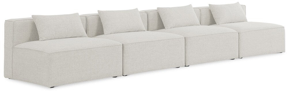 Meridian Furniture - Cube Cream Durable Linen Textured Modular Sofa - 4Pc - 630Cream-S144A veiw 1
