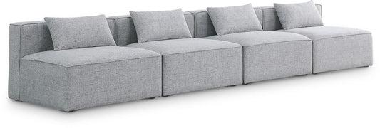 Meridian Furniture - Cube Grey Durable Linen Textured Modular Sofa - 4Pc - 630Grey-S144A veiw 1