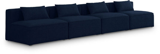 Meridian Furniture - Cube Navy Durable Linen Textured Modular Sofa - 4Pc - 630Navy-S144A veiw 1