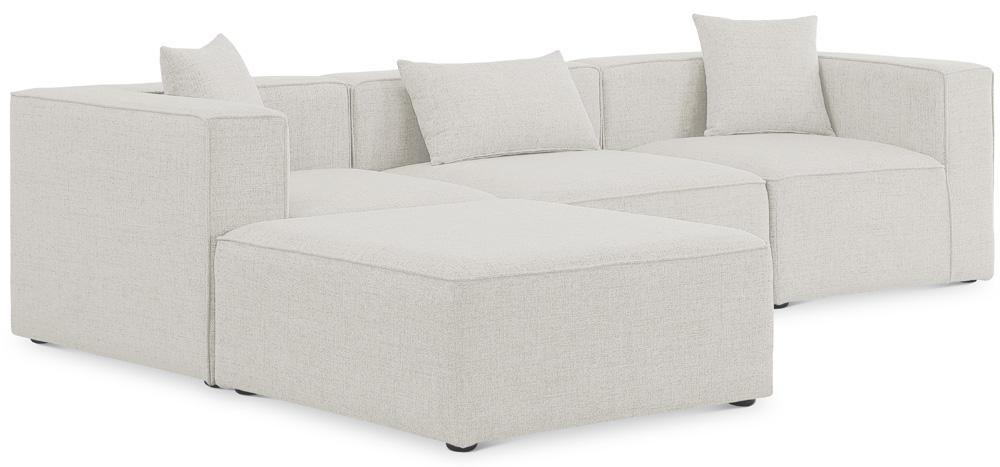 Meridian Furniture - Cube Cream Durable Linen Textured Modular Sectional - 4Pc - 630Cream-Sec4A veiw 1