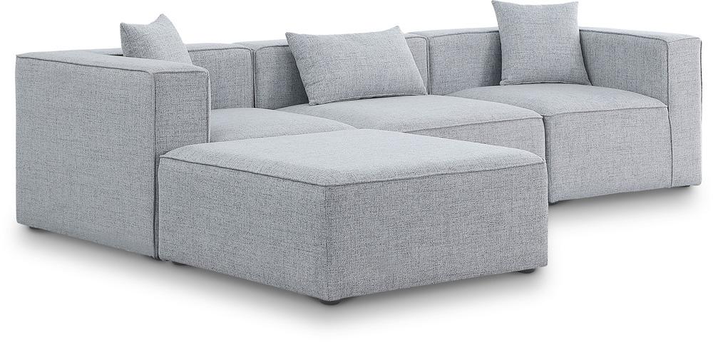Meridian Furniture - Cube Grey Durable Linen Textured Modular Sectional - 4Pc - 630Grey-Sec4A veiw 1