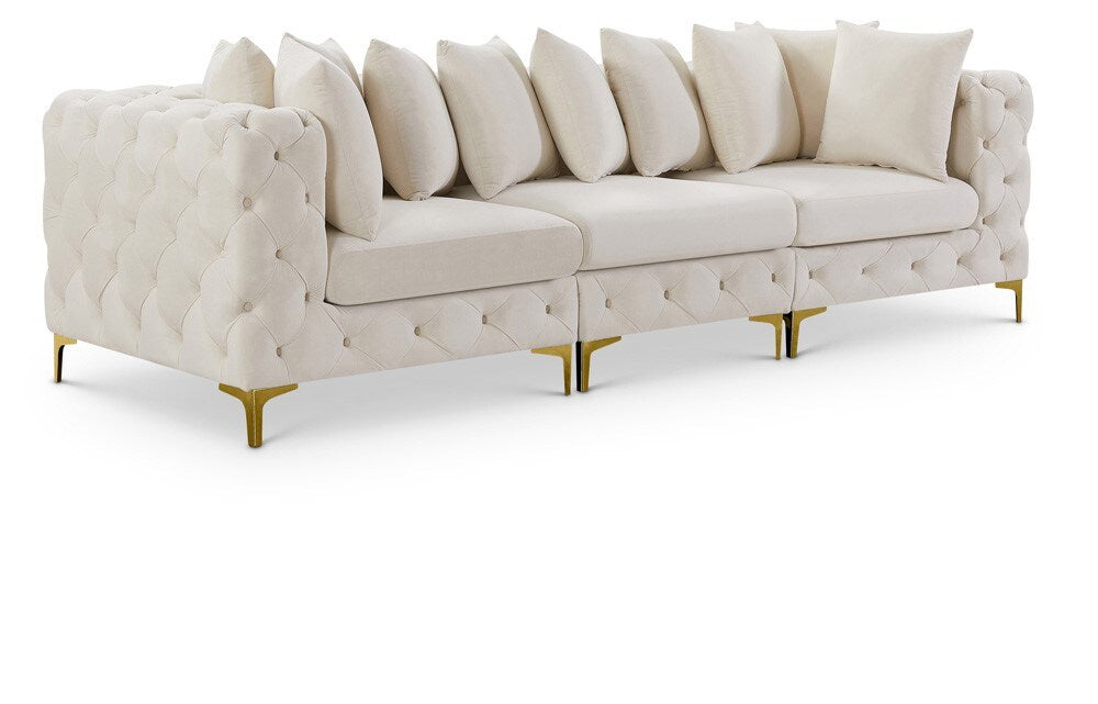 Meridian Furniture - Tremblay Cream Velvet Modular Sofa - 3Pc - 686Cream-S108 veiw 1