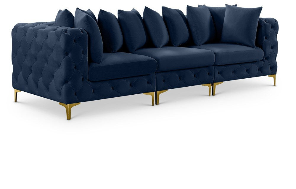 Meridian Furniture - Tremblay Navy Velvet Modular Sofa - 3Pc - 686Navy-S108 veiw 1