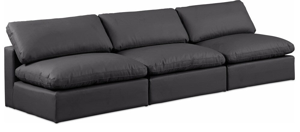 Meridian Furniture - Comfy Black Vegan Leather Modular Sofa - 3Pc - 188Black-S117 veiw 1