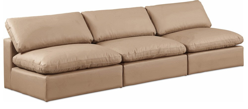 Meridian Furniture - Comfy Tan Vegan Leather Modular Sofa - 3Pc - 188Tan-S117 veiw 1