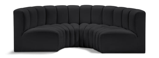 Meridian Furniture - Arc Black Vegan Leather Modular Sofa - 4Pc - 101Black-S4C veiw 1
