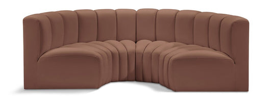 Meridian Furniture - Arc Cognac Vegan Leather Modular Sofa - 4Pc - 101Cognac-S4C veiw 1