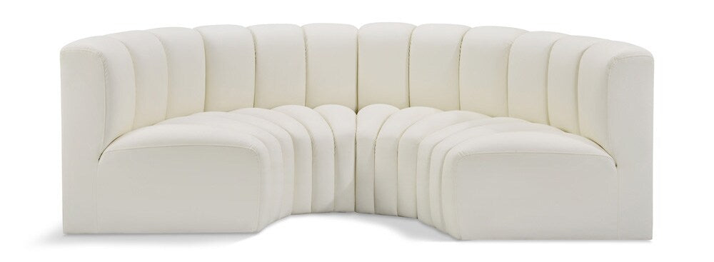 Meridian Furniture - Arc Cream Vegan Leather Modular Sofa - 4Pc - 101Cream-S4C veiw 1