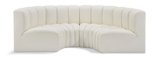 Meridian Furniture - Arc Cream Vegan Leather Modular Sofa - 4Pc - 101Cream-S4C veiw 1