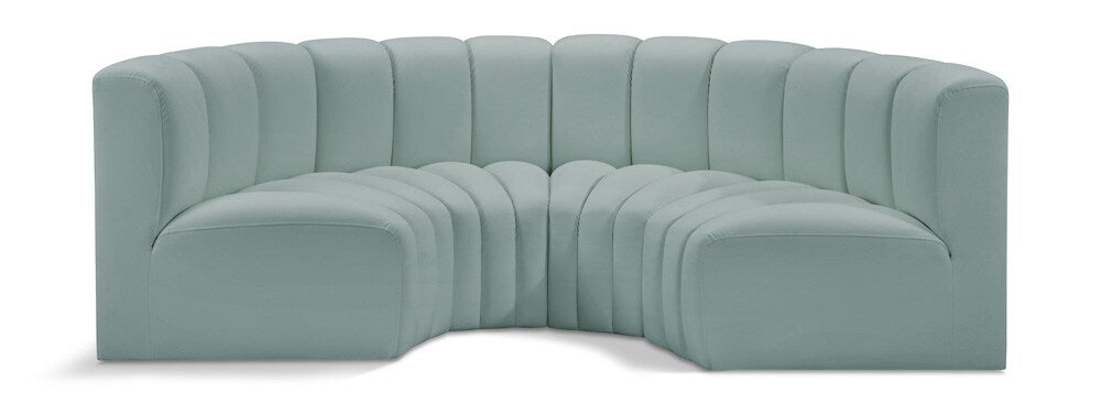 Meridian Furniture - Arc Mint Green Vegan Leather Modular Sofa - 4Pc - 101Mint-S4C veiw 1