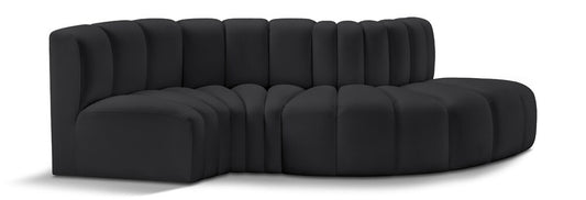 Meridian Furniture - Arc Black Vegan Leather Modular Sofa - 4Pc - 101Black-S4D veiw 1