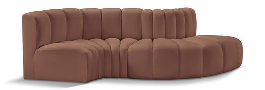 Meridian Furniture - Arc Cognac Vegan Leather Modular Sofa - 4Pc - 101Cognac-S4D veiw 1