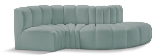 Meridian Furniture - Arc Mint Green Vegan Leather Modular Sofa - 4Pc - 101Mint-S4D veiw 1