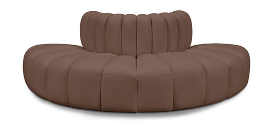 Meridian Furniture - Arc Brown Vegan Leather Modular Sofa - 4Pc - 101Brown-S4G veiw 1
