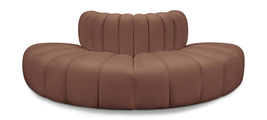 Meridian Furniture - Arc Cognac Vegan Leather Modular Sofa - 4Pc - 101Cognac-S4G veiw 1