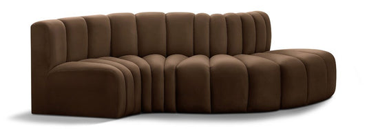 Meridian Furniture - Arc Brown Velvet Modular Sofa - 4Pc - 103Brown-S4D veiw 1