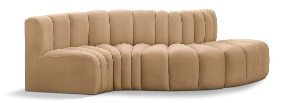 Meridian Furniture - Arc Camel Velvet Modular Sofa - 4Pc - 103Camel-S4D veiw 1