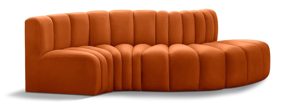 Meridian Furniture - Arc Cognac Velvet Modular Sofa - 4Pc - 103Cognac-S4D veiw 1