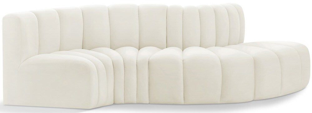 Meridian Furniture - Arc Cream Velvet Modular Sofa - 4Pc - 103Cream-S4D veiw 1