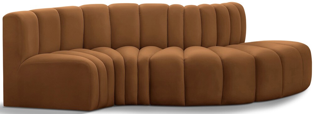 Meridian Furniture - Arc Saddle Velvet Modular Sofa - 4Pc - 103Saddle-S4D veiw 1
