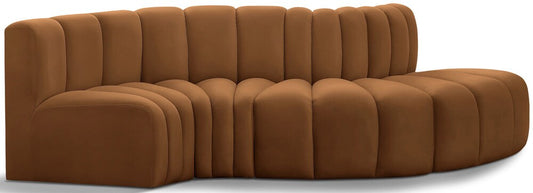 Meridian Furniture - Arc Saddle Velvet Modular Sofa - 4Pc - 103Saddle-S4D veiw 1
