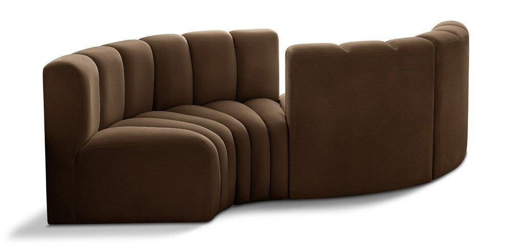Meridian Furniture - Arc Brown Velvet Modular Sofa - 4Pc - 103Brown-S4F veiw 1