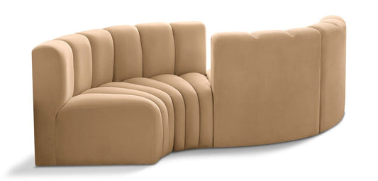 Meridian Furniture - Arc Camel Velvet Modular Sofa - 4Pc - 103Camel-S4F veiw 1