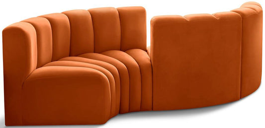 Meridian Furniture - Arc Cognac Velvet Modular Sofa - 4Pc - 103Cognac-S4F veiw 1