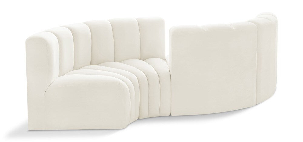 Meridian Furniture - Arc Cream Velvet Modular Sofa - 4Pc - 103Cream-S4F veiw 1