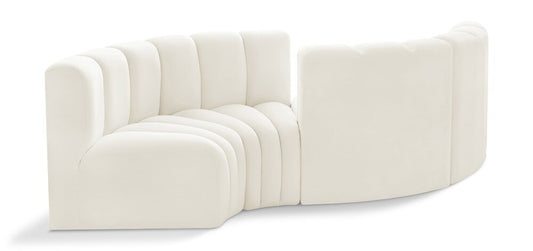 Meridian Furniture - Arc Cream Velvet Modular Sofa - 4Pc - 103Cream-S4F veiw 1