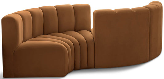 Meridian Furniture - Arc Saddle Velvet Modular Sofa - 4Pc - 103Saddle-S4F veiw 1