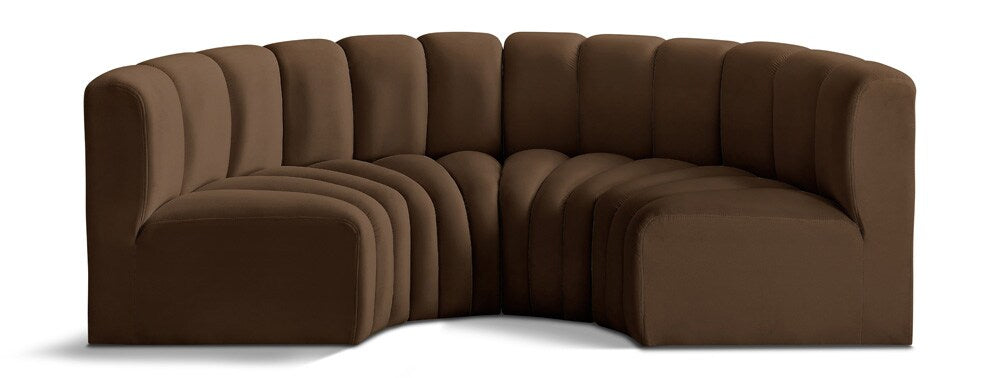 Meridian Furniture - Arc Brown Velvet Modular Sofa - 4Pc - 103Brown-S4C veiw 1