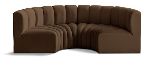 Meridian Furniture - Arc Brown Velvet Modular Sofa - 4Pc - 103Brown-S4C veiw 1