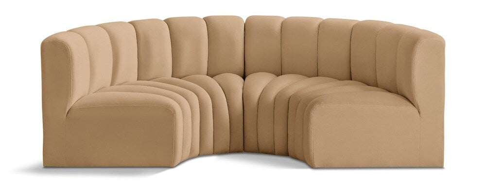 Meridian Furniture - Arc Camel Velvet Modular Sofa - 4Pc - 103Camel-S4C veiw 1