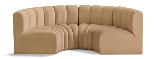 Meridian Furniture - Arc Camel Velvet Modular Sofa - 4Pc - 103Camel-S4C veiw 1