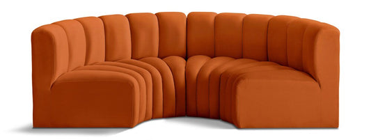 Meridian Furniture - Arc Cognac Velvet Modular Sofa - 4Pc - 103Cognac-S4C veiw 1