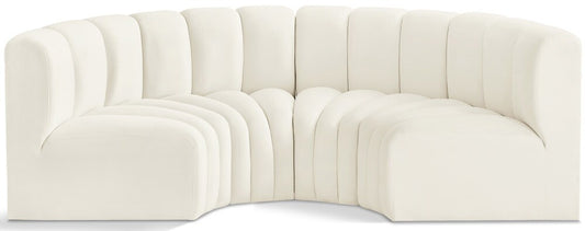 Meridian Furniture - Arc Cream Velvet Modular Sofa - 4Pc - 103Cream-S4C veiw 1